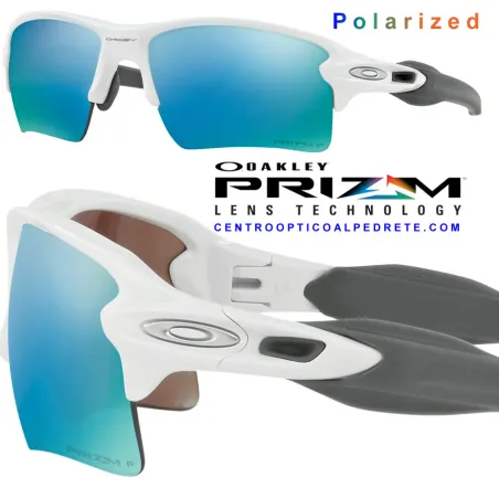 Flak 2.0 XL Polished White / Prizm Deep Water Polarized (OO9188-82)