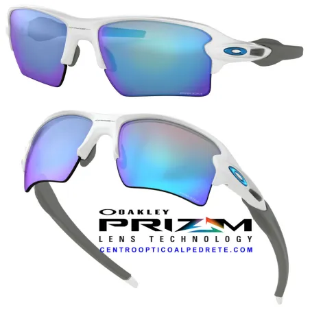 Flak 2.0 XL Polished White / Prizm Sapphire (OO9188-94)