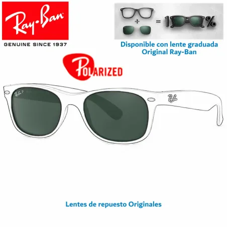 Lentes de repuesto Ray-Ban WayFarer Lente Crystal Green Polarized (RB2132-901/58)