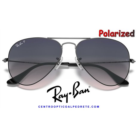 Ray-Ban Aviator Large Metal GunMetal / Blue-Grey Gradient Polarized (RB3025 004/78)