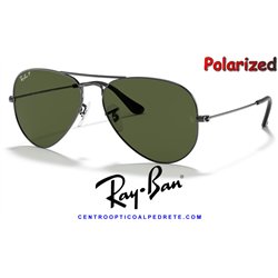 Ray-Ban Aviator Large GunMetal / Crystal Green Polarized (RB3025/004-58)