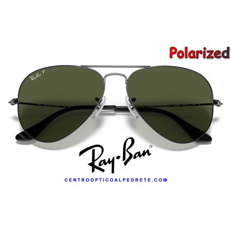 Ray-Ban Aviator Large GunMetal / Crystal Green Polarized (RB3025/004-58)