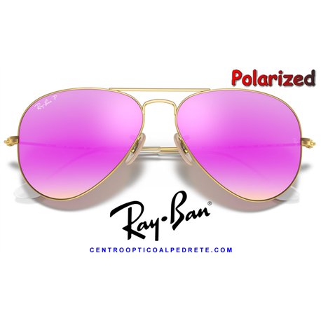 Ray-Ban Aviator Gold / Cyclamen Flash Polarized (RB3025 112/1Q)