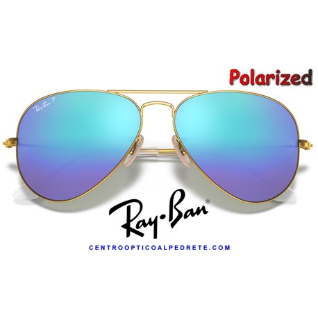 Ray-Ban Aviator Large Metal Gold / Blue Flash Mirror Polarized (RB3025 112/4L)