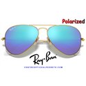 Ray-Ban Aviator Large Metal Gold / Blue Flash Mirror Polarized (RB3025 112/4L)