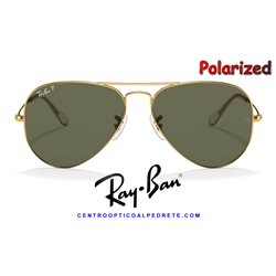 Ray-Ban Aviator Large Arista Gold / Crystal Green Polarized (RB3025 001/58)