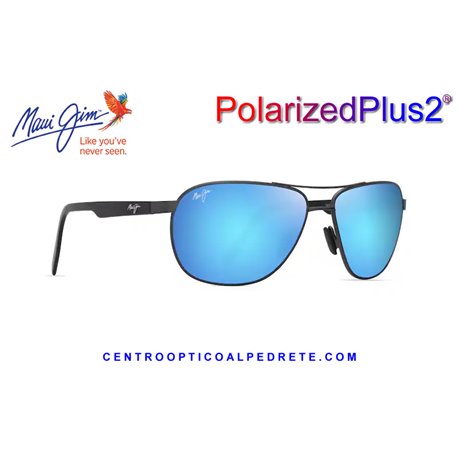 Maui Jim Castles Matte Dark Ruthenium with Black / Blue Hawaii (B728-17)