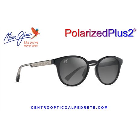 Maui Jim HieHie Black with Trans Light Grey-Shiny / Neutral Grey (GS636-14)