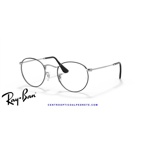 Ray-Ban Round Metal Eyeglasses Black On Silver (Rx3447V 2861)