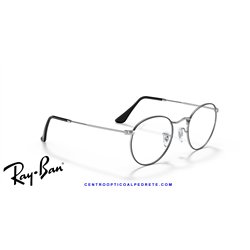 Ray-Ban Round Metal Eyeglasses Black On Silver (Rx3447V 2861)