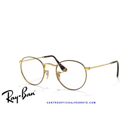 Ray-Ban Round Metal Eyeglasses Havana On Gold (Rx3447V 2945)