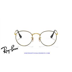 Ray-Ban Round Metal Eyeglasses Black On Gold (Rx3447V 2991)