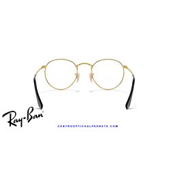Ray-Ban Round Metal Eyeglasses Black On Gold (Rx3447V 2991)