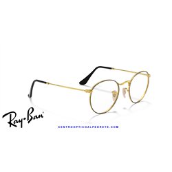 Ray-Ban Round Metal Eyeglasses Black On Gold (Rx3447V 2991)
