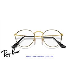 Ray-Ban Round Metal Eyeglasses Black On Gold (Rx3447V 2991)