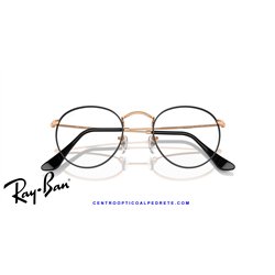 Ray-Ban Round Metal Eyeglasses Black On Rose Gold (Rx3447V 3173)