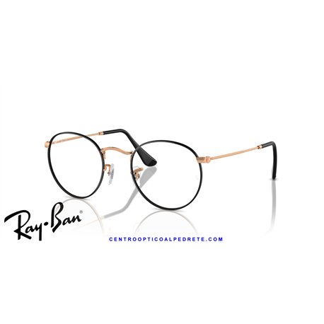 Ray-Ban Round Metal Eyeglasses Black On Rose Gold (Rx3447V 3173)
