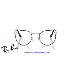 Ray-Ban Round Metal Eyeglasses Black On Rose Gold (Rx3447V 3173)