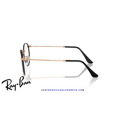 Ray-Ban Round Metal Eyeglasses Black On Rose Gold (Rx3447V 3173)