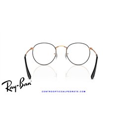 Ray-Ban Round Metal Eyeglasses Black On Rose Gold (Rx3447V 3173)