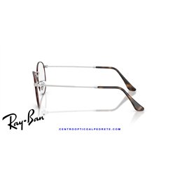 Ray-Ban Round Metal Eyeglasses Matte Havana On Matte Silver (Rx3447V 3194)