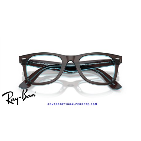 Gafas para graduado Ray-Ban Wayfarer Ease Brown On Transparent Blue (RX4340V 8366)