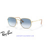 Ray-Ban Hexagonal Arista Gold Sunglasses | Light Blue Gradient Genuine