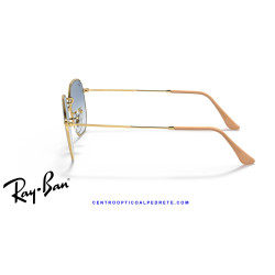 Ray-Ban Hexagonal Arista Gold Sunglasses | Light Blue Gradient Genuine