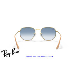 Ray-Ban Hexagonal Arista Gold Sunglasses | Light Blue Gradient Genuine