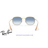 Ray-Ban Hexagonal Arista Gold Sunglasses | Light Blue Gradient Genuine