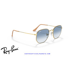 Ray-Ban Hexagonal Arista Gold Sunglasses | Light Blue Gradient Genuine