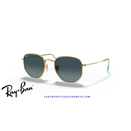 Ray-Ban Hexagonal Arista Gold Sunglasses | Blue | Centro Óptico Alpedrete