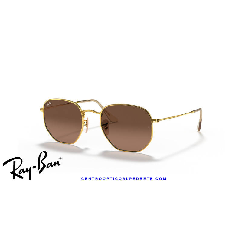 Ray-Ban Hexagonal Arista Gold Sunglasses | Brown | Centro Óptico Alpedrete