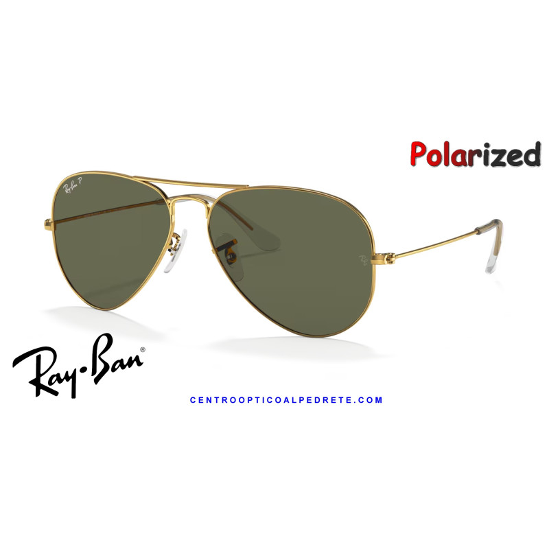 Ray-Ban Aviator Arista Gold Sunglasses | Crystal Green Polarized Genuine