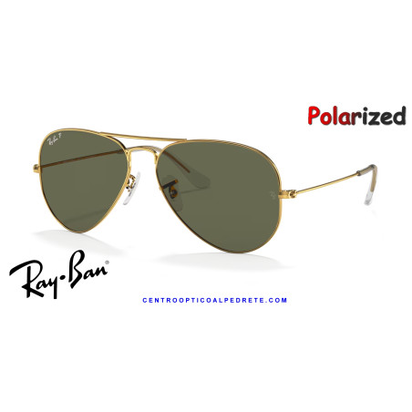 Ray-Ban Aviator Arista Gold Sunglasses | Crystal Green Polarized Genuine