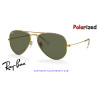 Ray-Ban Aviator Arista Gold Sunglasses | Crystal Green Polarized Genuine