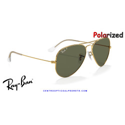 Ray-Ban Aviator Arista Gold Sunglasses | Crystal Green Polarized Genuine