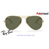Ray-Ban Aviator Arista Gold Sunglasses | Crystal Green Polarized Genuine