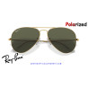 Ray-Ban Aviator Arista Gold Sunglasses | Crystal Green Polarized Genuine