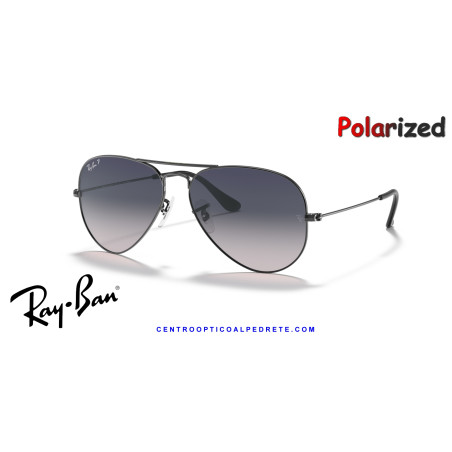 Gafas de sol Ray-Ban Aviator Gunmetal | Blue-Grey Gradient Polarized Originales