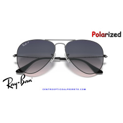 Gafas de sol Ray-Ban Aviator Gunmetal | Blue-Grey Gradient Polarized Originales