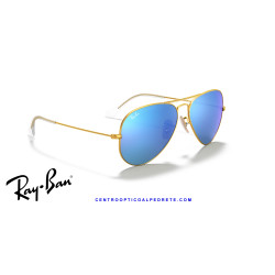 Gafas de sol Ray-Ban Aviator Gold | Blue Flash Mirror | Óptica en Madrid