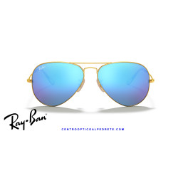 Gafas de sol Ray-Ban Aviator Gold | Blue Flash Mirror | Óptica en Madrid