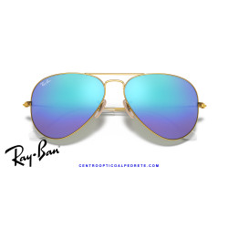 Gafas de sol Ray-Ban Aviator Gold | Blue Flash Mirror | Óptica en Madrid