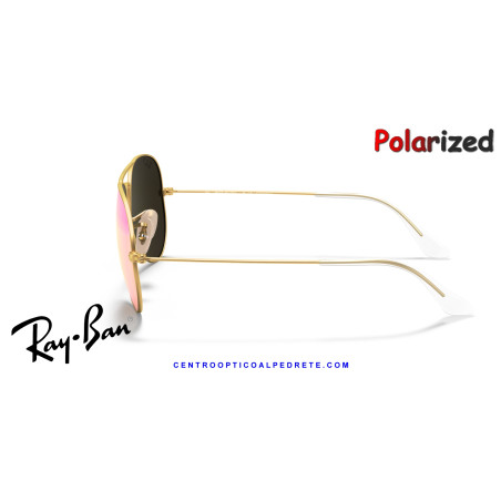 Gafas de sol Ray-Ban Aviator Gold | Cyclamen Flash Polarized Originales