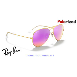 Gafas de sol Ray-Ban Aviator Gold | Cyclamen Flash Polarized Originales