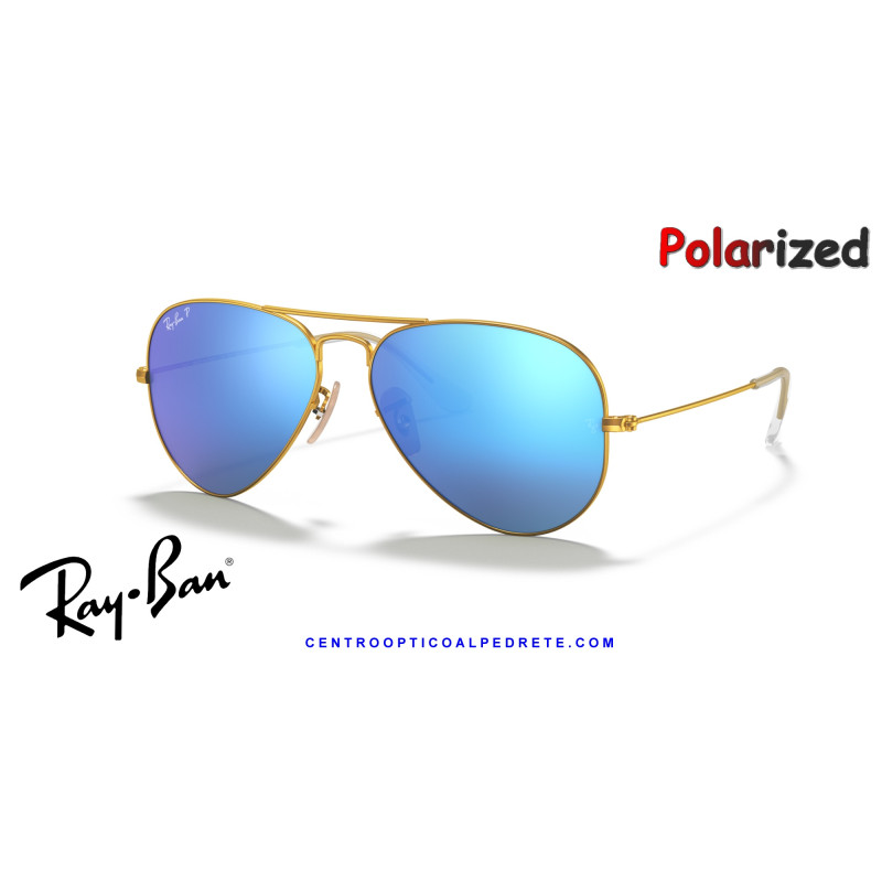 Ray-Ban Aviator Gold Sunglasses | Blue Flash Polarized | Genuine Ray-Ban