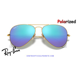 Gafas de sol Ray-Ban Aviator Gold | Blue Flash Polarized | Óptica en Madrid