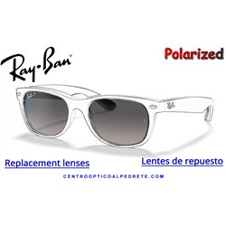 Pareja de lentes Originales Ray-Ban New Wayfarer Polarizadas Gris Degradado (RB2132 - 6053M3)