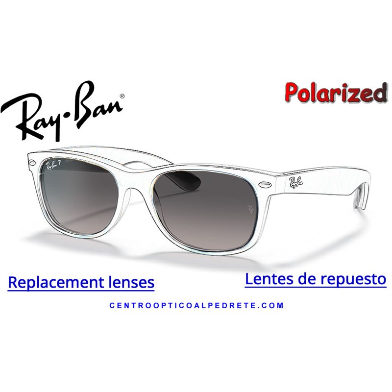 Original Ray-Ban New Wayfarer Polarized Grey Gradient Replacement Lenses (RB2132 - 6053M3)